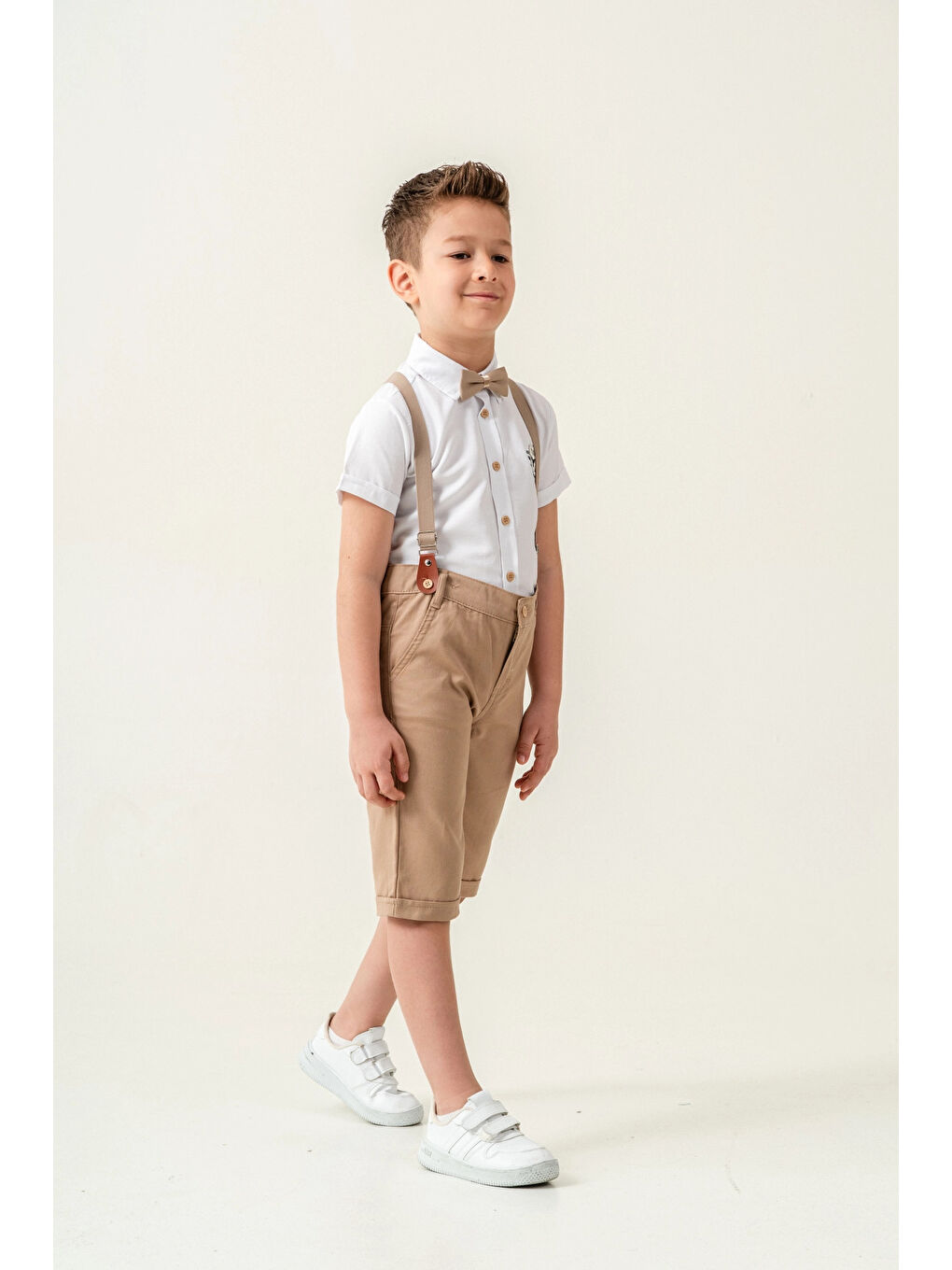 Beyaz Armalı Papyonlu Erkek Çocuk Takım 2541-1