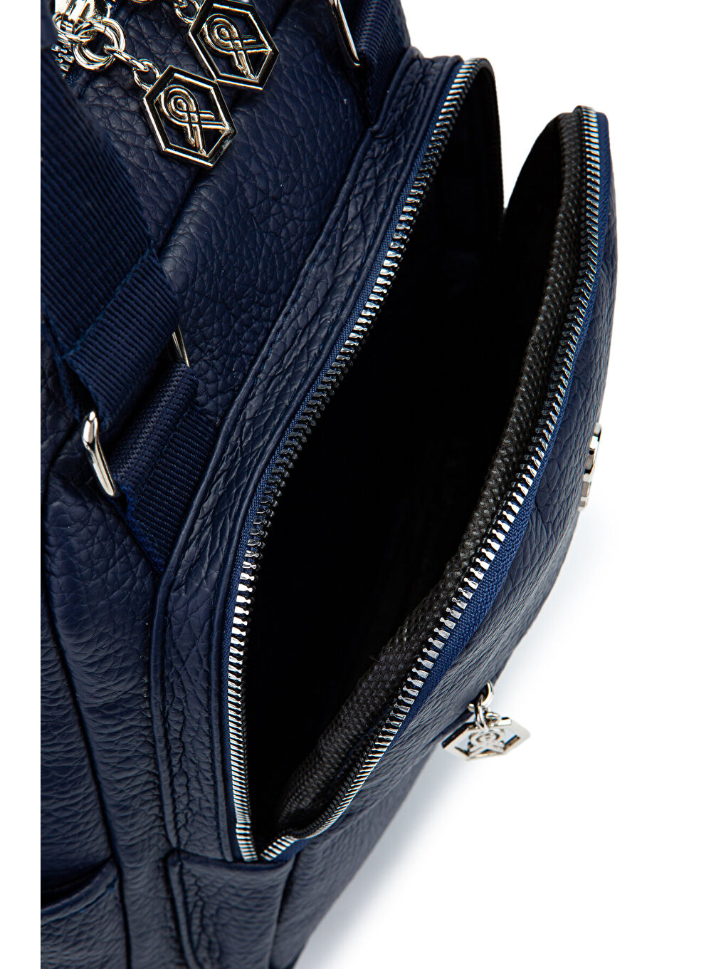 Çok Gözlü Suni Deri Bucky Sırt Çanta Lacivert-4