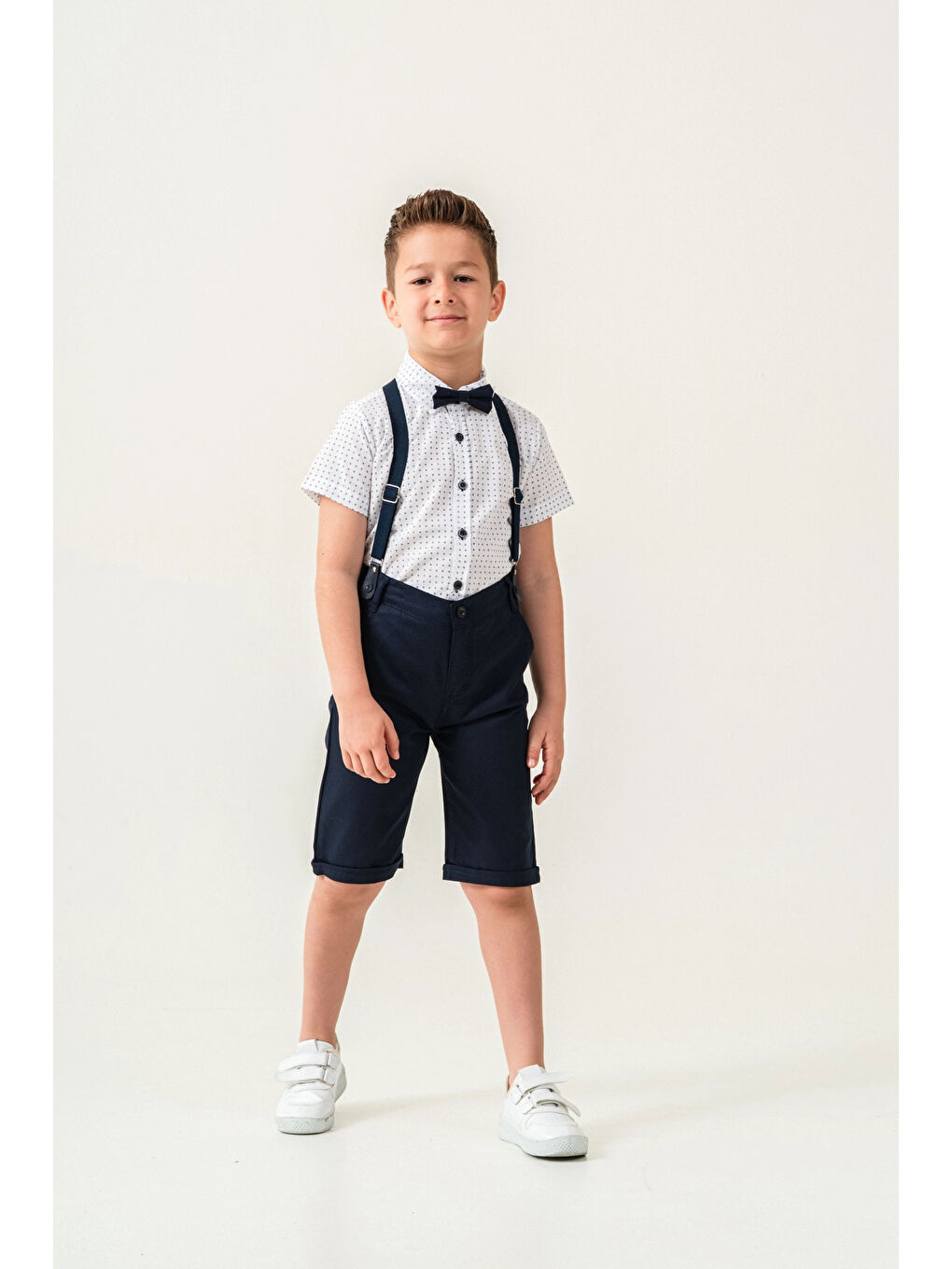Lacivert Desenli Papyonlu Erkek Çocuk Takım 2536