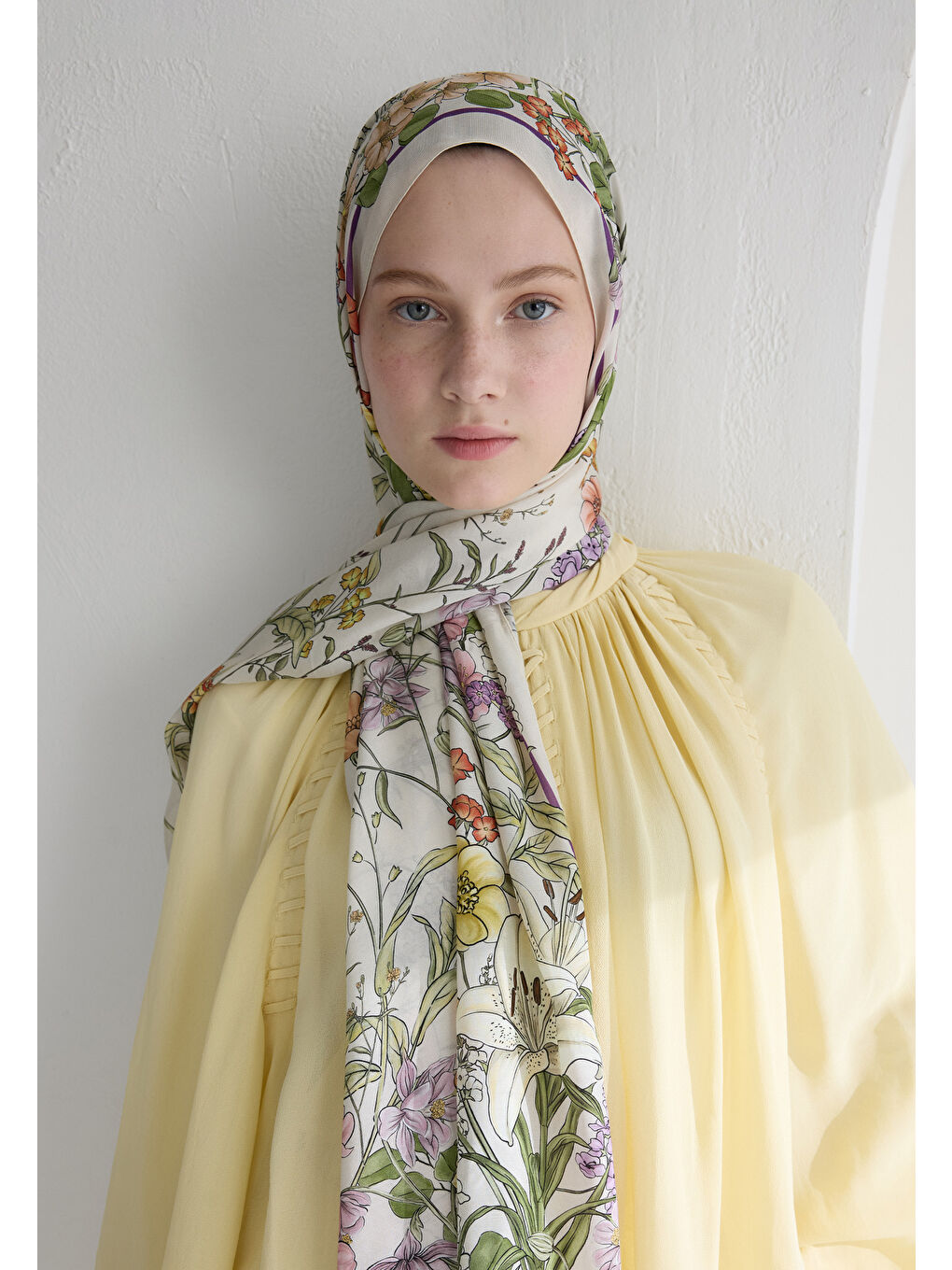 Valentına Floş Viskon Şal Bej-3