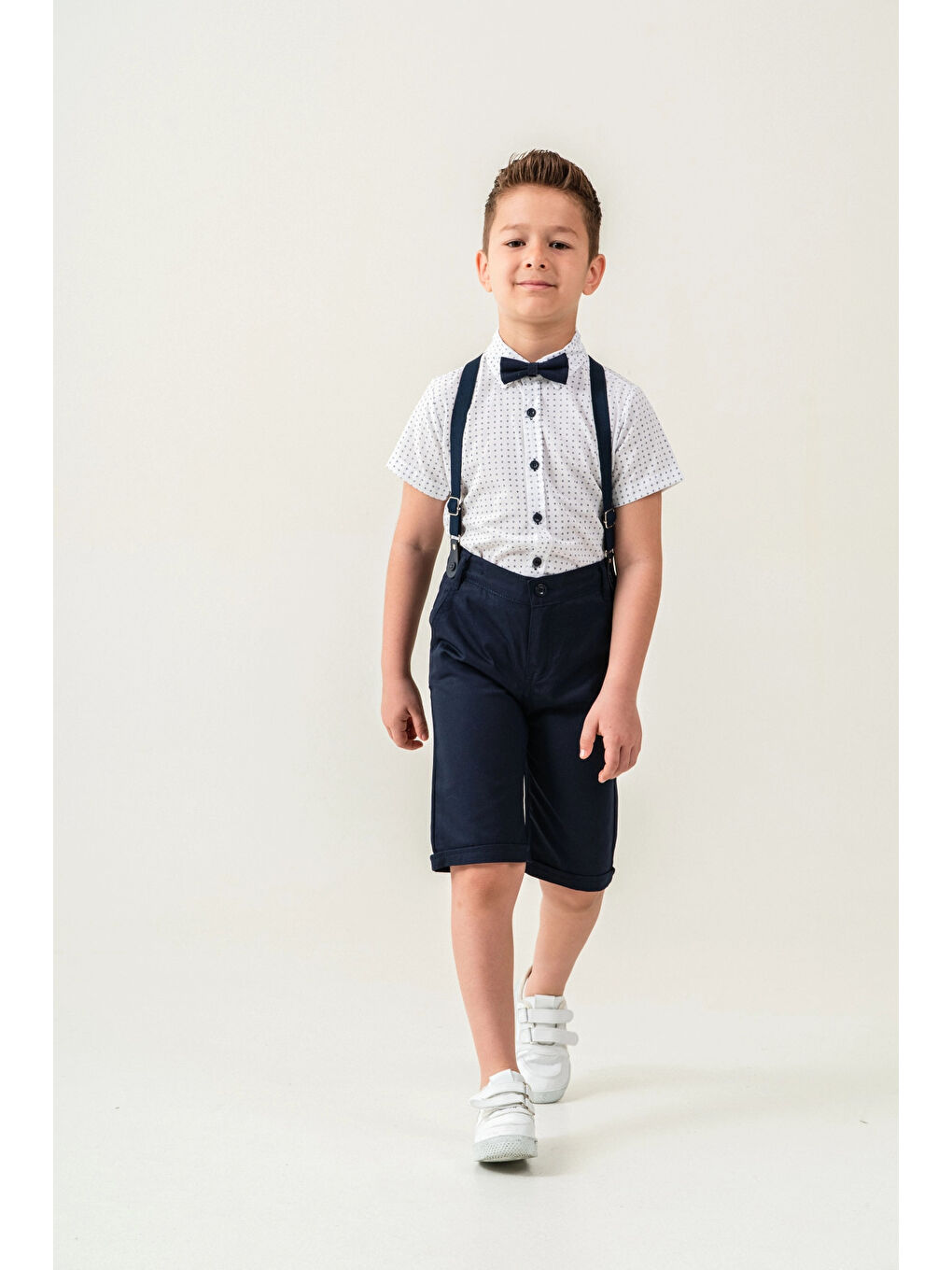 Lacivert Desenli Papyonlu Erkek Çocuk Takım 2536-2
