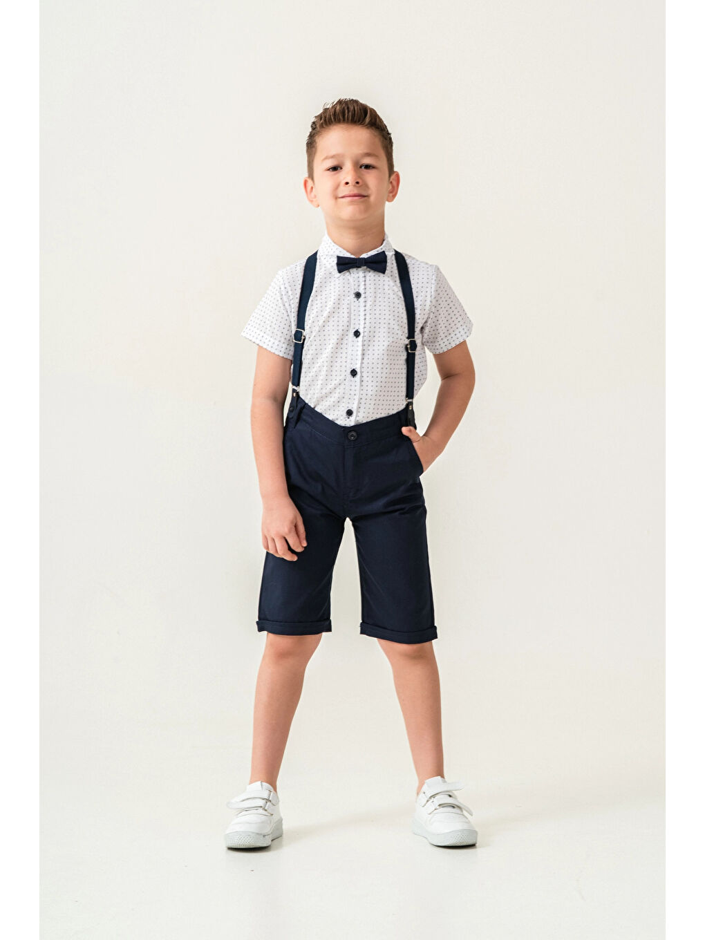 Lacivert Desenli Papyonlu Erkek Çocuk Takım 2536-3