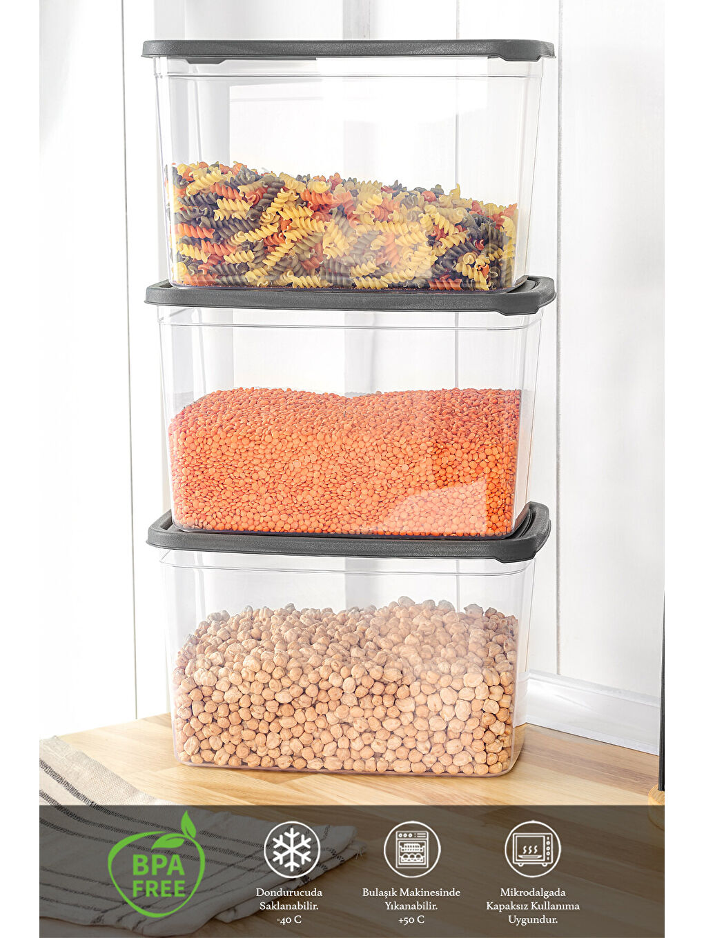 Renksiz 6 Adet Erzak Saklama Kabı 5300 ml-1