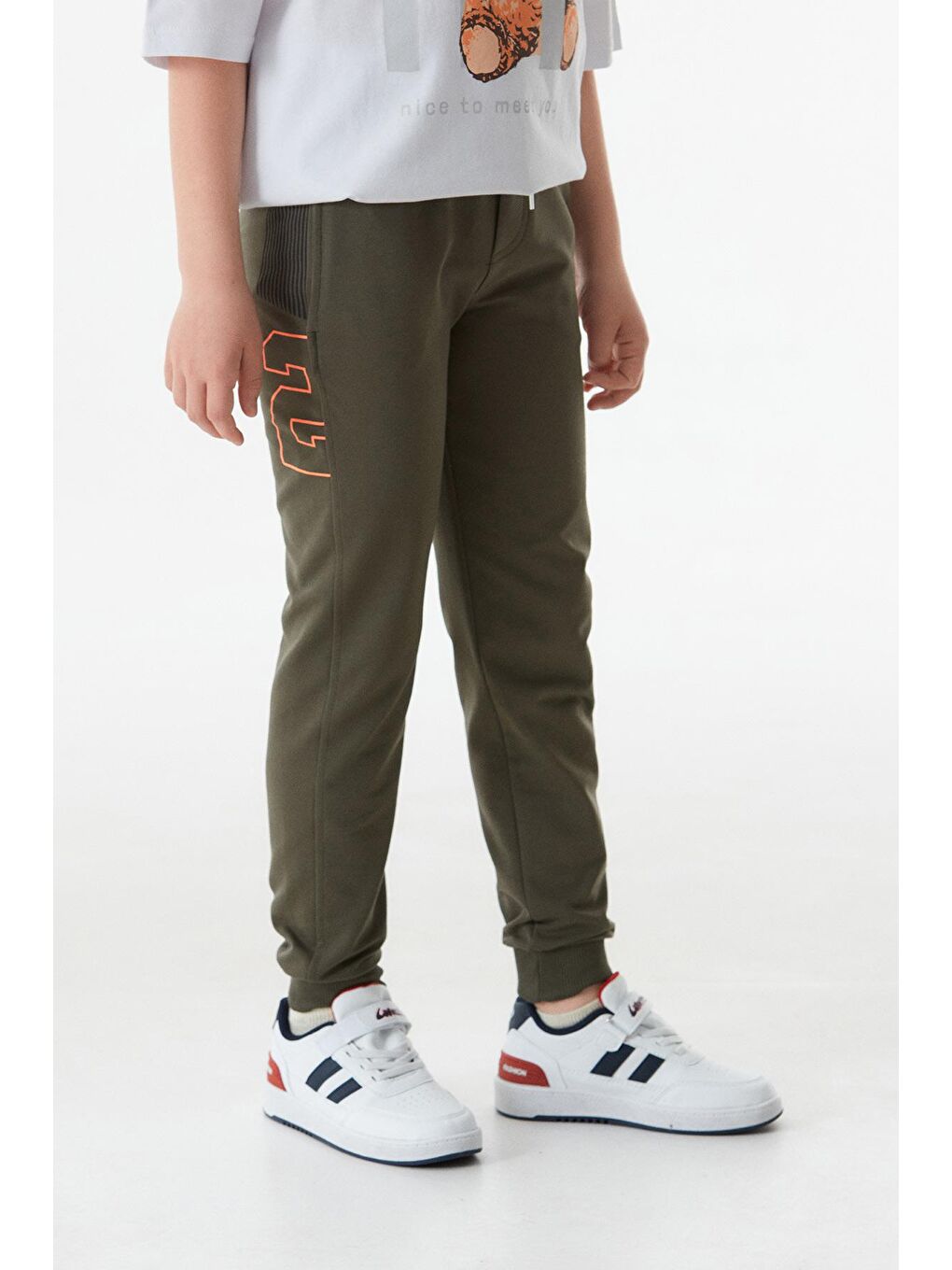 Haki Baskılı Beli Lastikli Jogger Erkek Çocuk Eşofman Altı-3