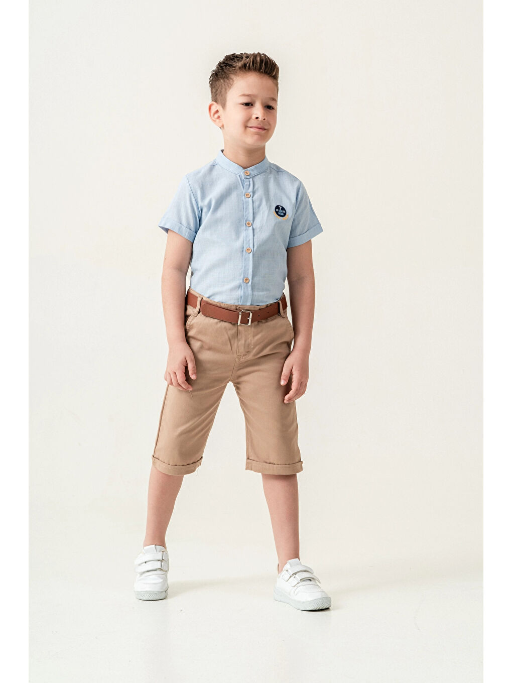 Turkuaz Hakim Yaka Şortlu Erkek Çocuk Takım 2544-1