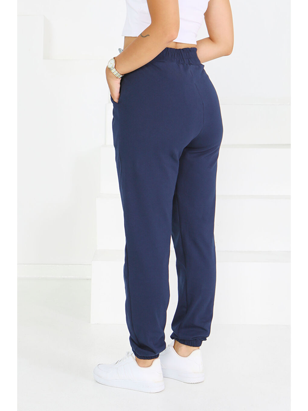 Cepli Paça Lastikli İki İplik Eşofman Altı Lacivert - 27675-4