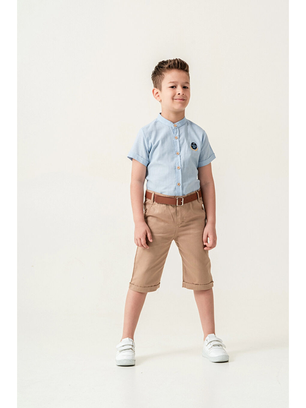 Turkuaz Hakim Yaka Şortlu Erkek Çocuk Takım 2544-3