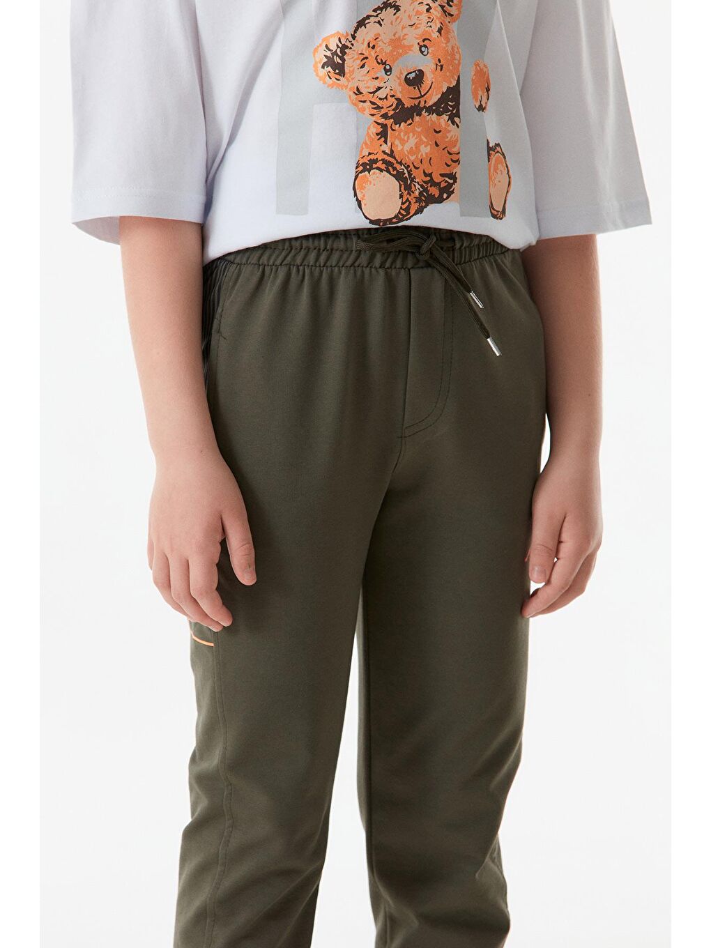 Haki Baskılı Beli Lastikli Jogger Erkek Çocuk Eşofman Altı-4