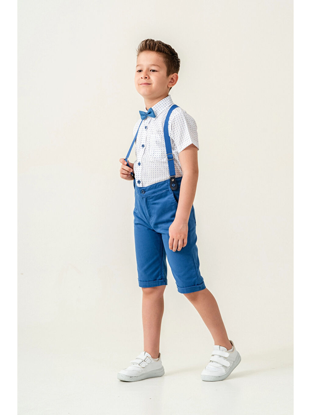 İndigo Desenli Papyonlu Erkek Çocuk Takım 2536-2