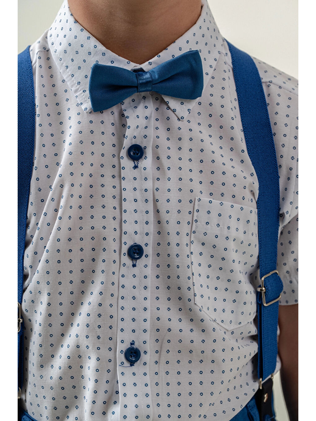 İndigo Desenli Papyonlu Erkek Çocuk Takım 2536-3