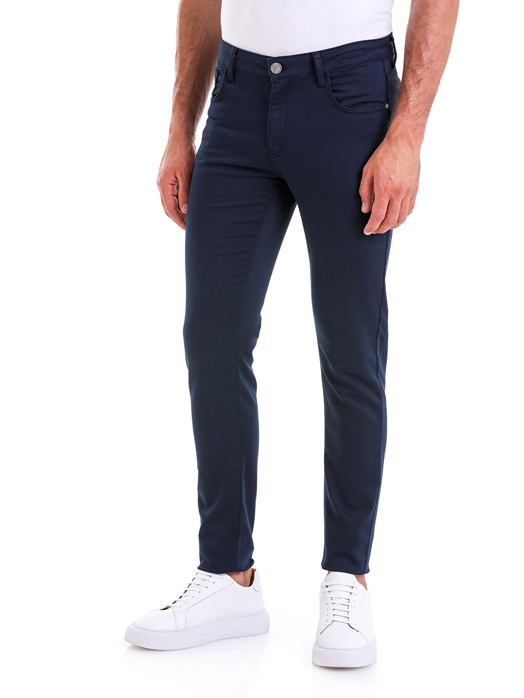 Hatemoğlu Lacivert Slim Fit Düz Pamuklu 5 Cep Kanvas Pantolon