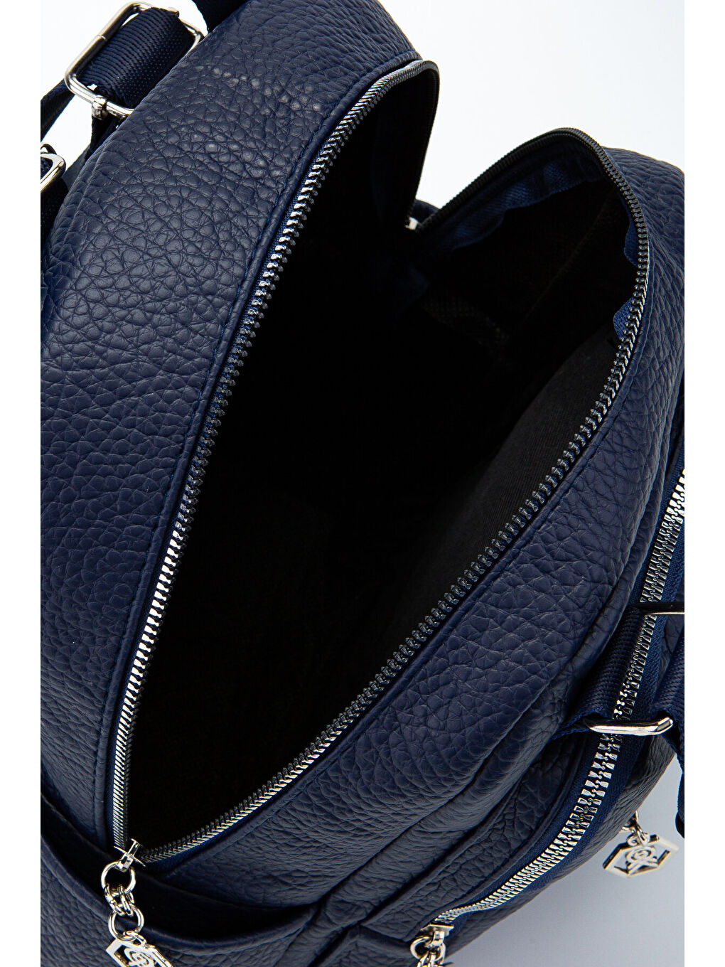 Çok Gözlü Suni Deri Bucky Sırt Çanta Lacivert-5