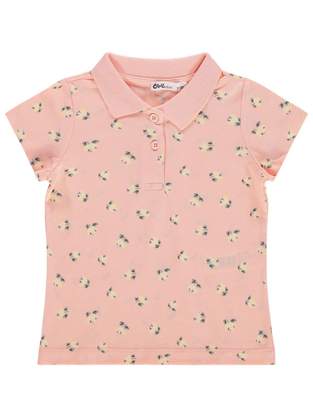 Pembe Girls Kız Çocuk Yapraklı Çiçek Desenli 2-5 Yaş Tişört - Pudra