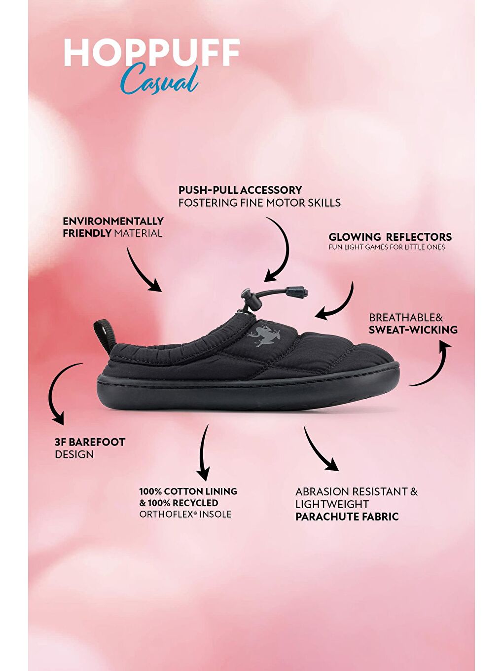 Hoppuff Casual Dinamik Siyah Barefoot Çocuk Ayakkabı-1