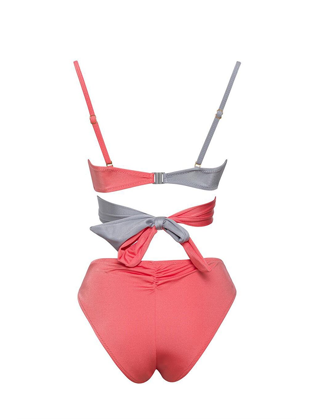 SAILOR moda Gri Çift Renk Straplez Bikini Takım - 1