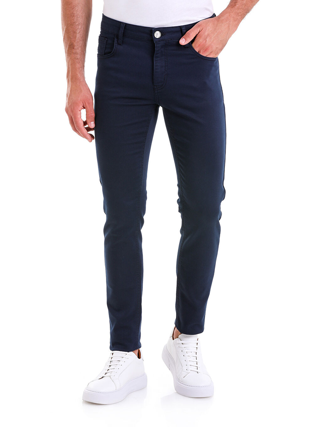 Hatemoğlu Lacivert Slim Fit Düz Pamuklu 5 Cep Kanvas Pantolon - 3