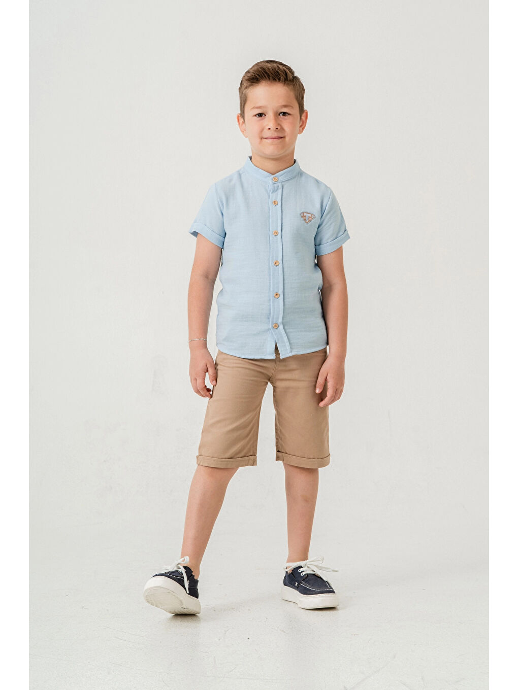 Turkuaz Hakim Yaka Şortlu Erkek Çocuk Takım 2551