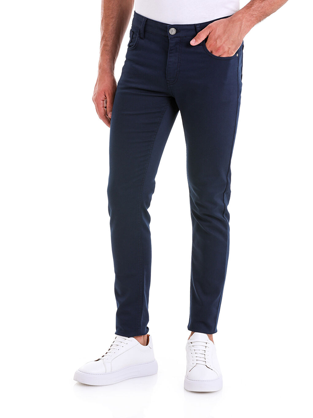 Hatemoğlu Lacivert Slim Fit Düz Pamuklu 5 Cep Kanvas Pantolon - 4