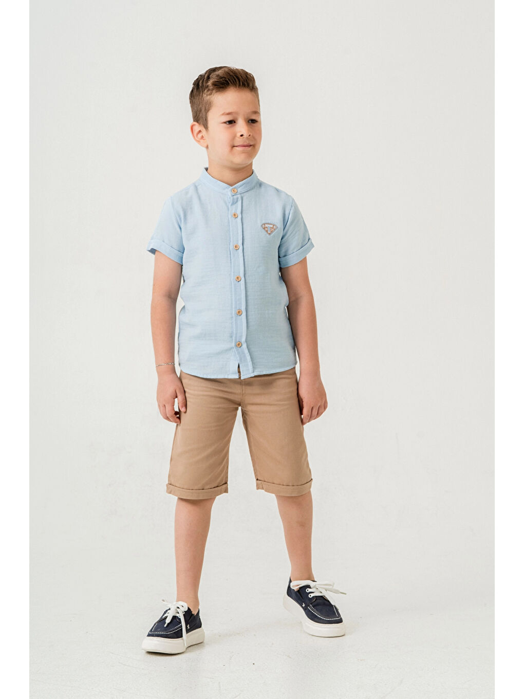 Turkuaz Hakim Yaka Şortlu Erkek Çocuk Takım 2551-1