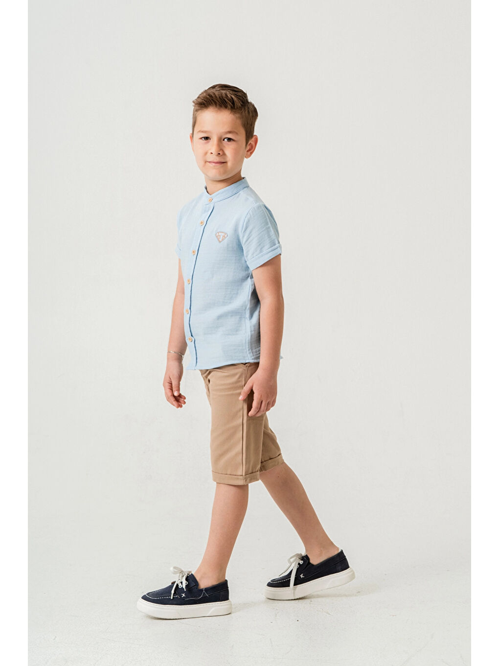 Turkuaz Hakim Yaka Şortlu Erkek Çocuk Takım 2551-2
