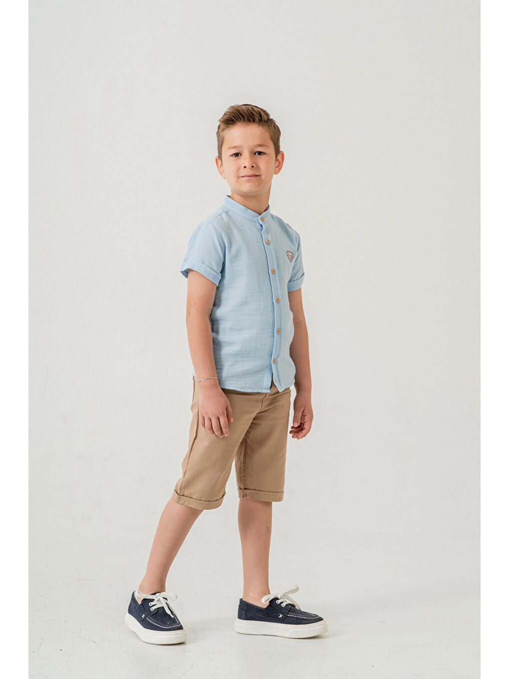 Turkuaz Hakim Yaka Şortlu Erkek Çocuk Takım 2551-3