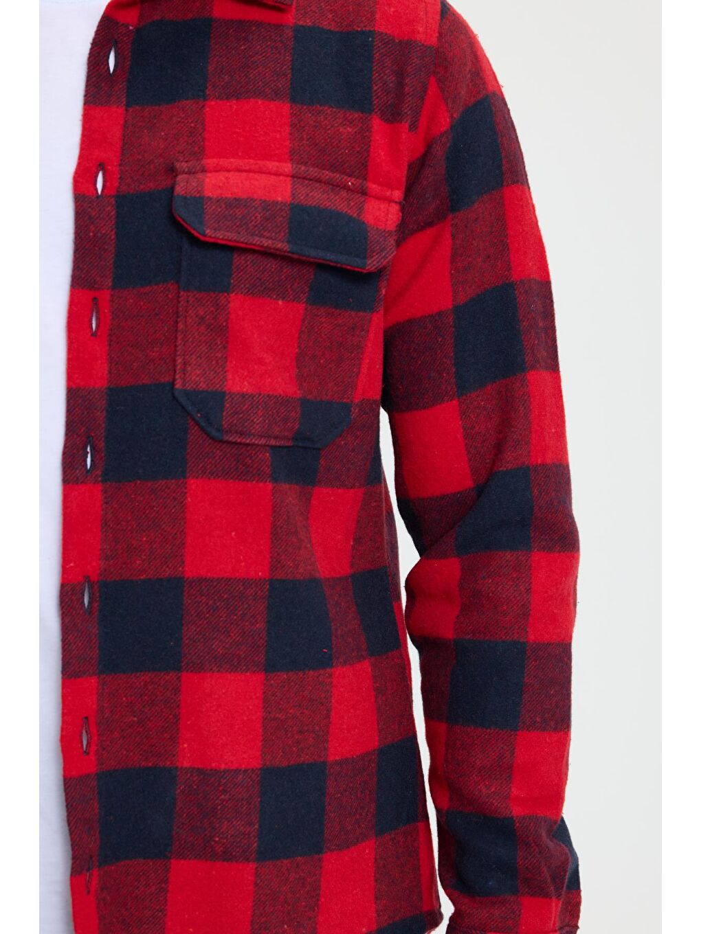 Karışık Erkek Slim Fit Dar Kesim Uzun Kollu Kapaklı Çift Cepli Kareli Kışlık Oduncu Gömlek-2