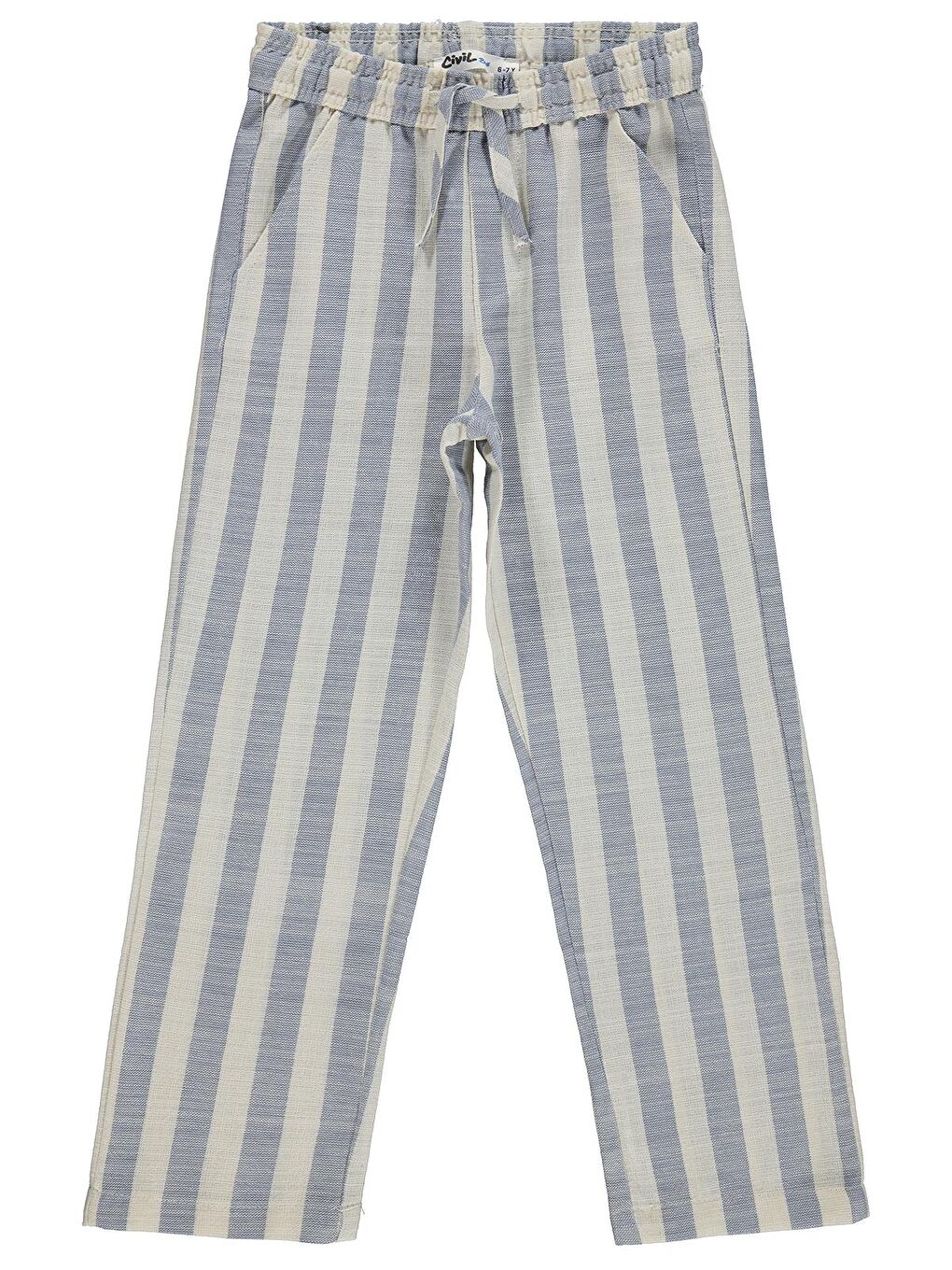 Boys Kendinden Çizgili 6-9 Yaş Pantolon - Mavi