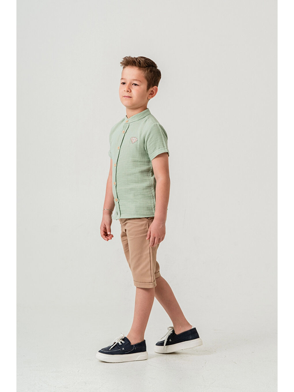 Yeşil Hakim Yaka Şortlu Erkek Çocuk Takım 2551-1