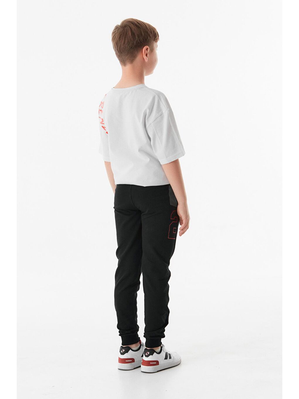 Siyah Baskılı Beli Lastikli Jogger Erkek Çocuk Eşofman Altı-3