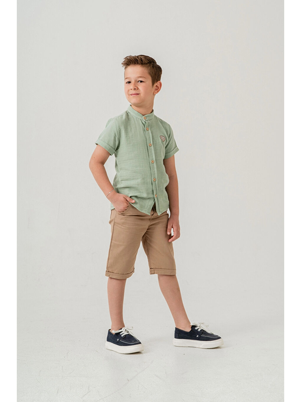 Yeşil Hakim Yaka Şortlu Erkek Çocuk Takım 2551-2