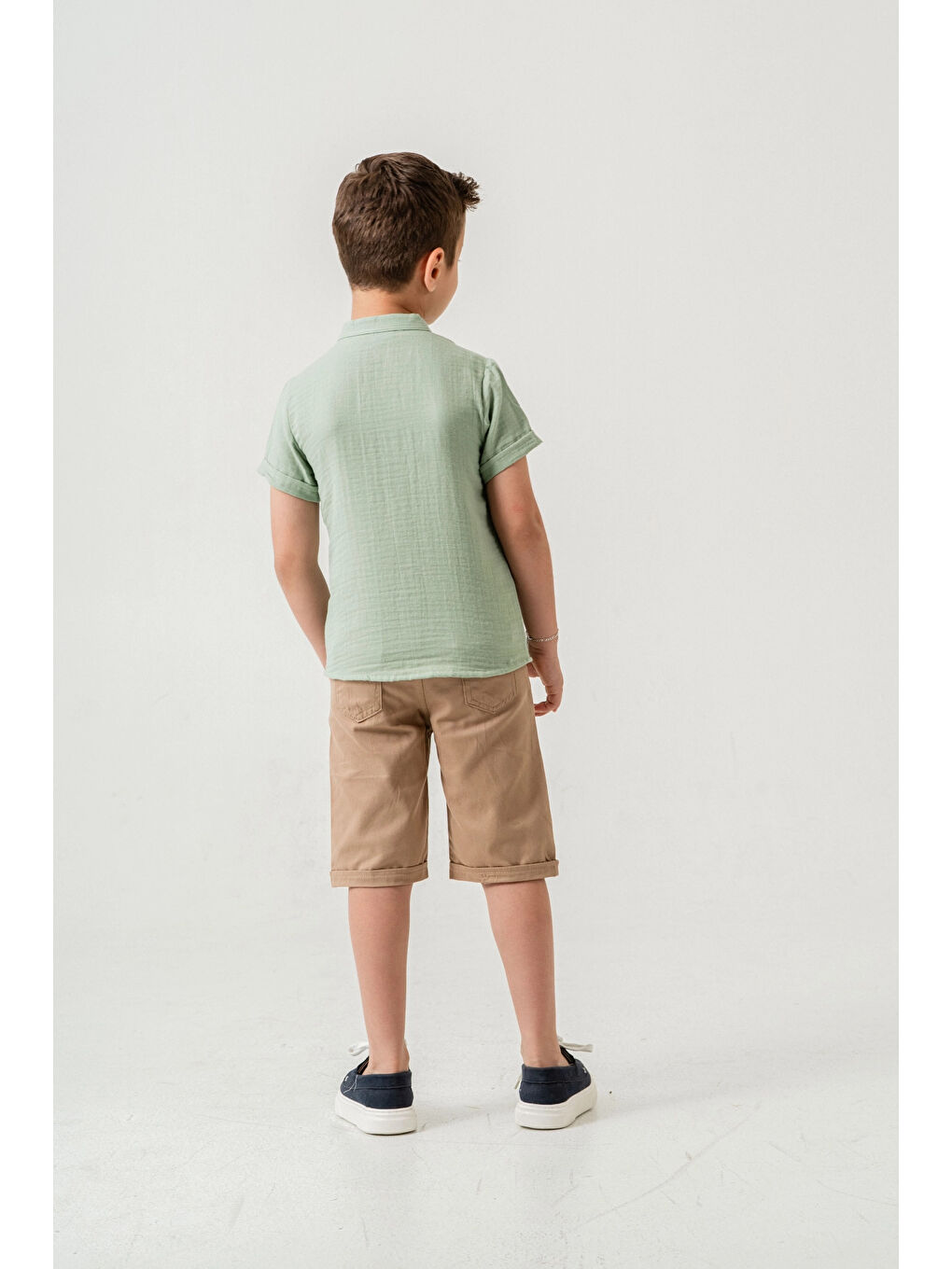 Yeşil Hakim Yaka Şortlu Erkek Çocuk Takım 2551-3