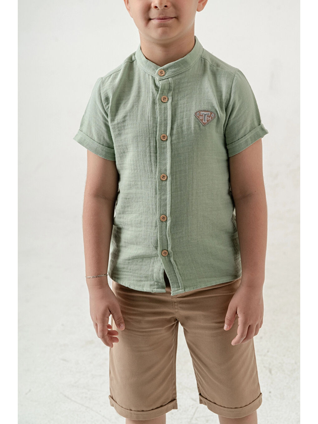 Yeşil Hakim Yaka Şortlu Erkek Çocuk Takım 2551-4