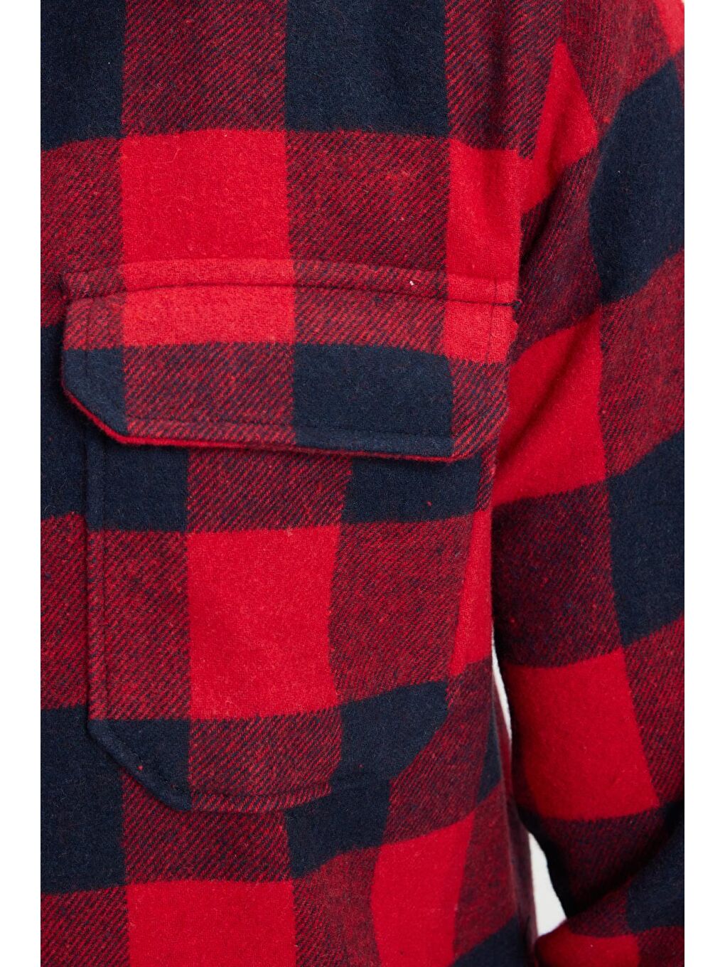 Karışık Erkek Slim Fit Dar Kesim Uzun Kollu Kapaklı Çift Cepli Kareli Kışlık Oduncu Gömlek-5