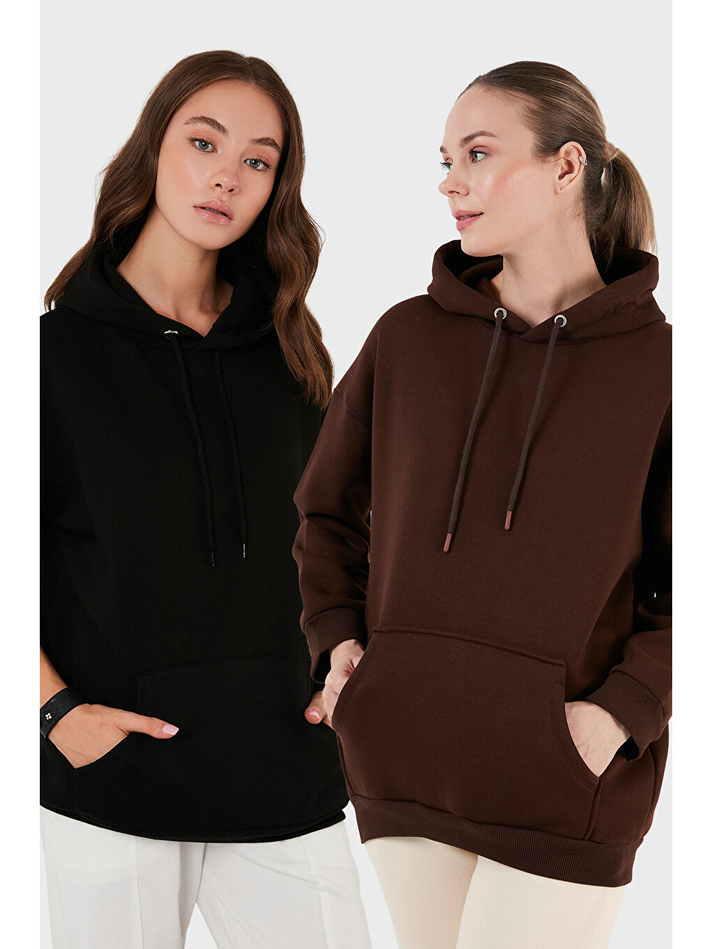 Siyah Regular Fit Pamuklu Kapüşonlu Yaka Şardonlu Kışlık 2'li Paket Sweat 5863854S2