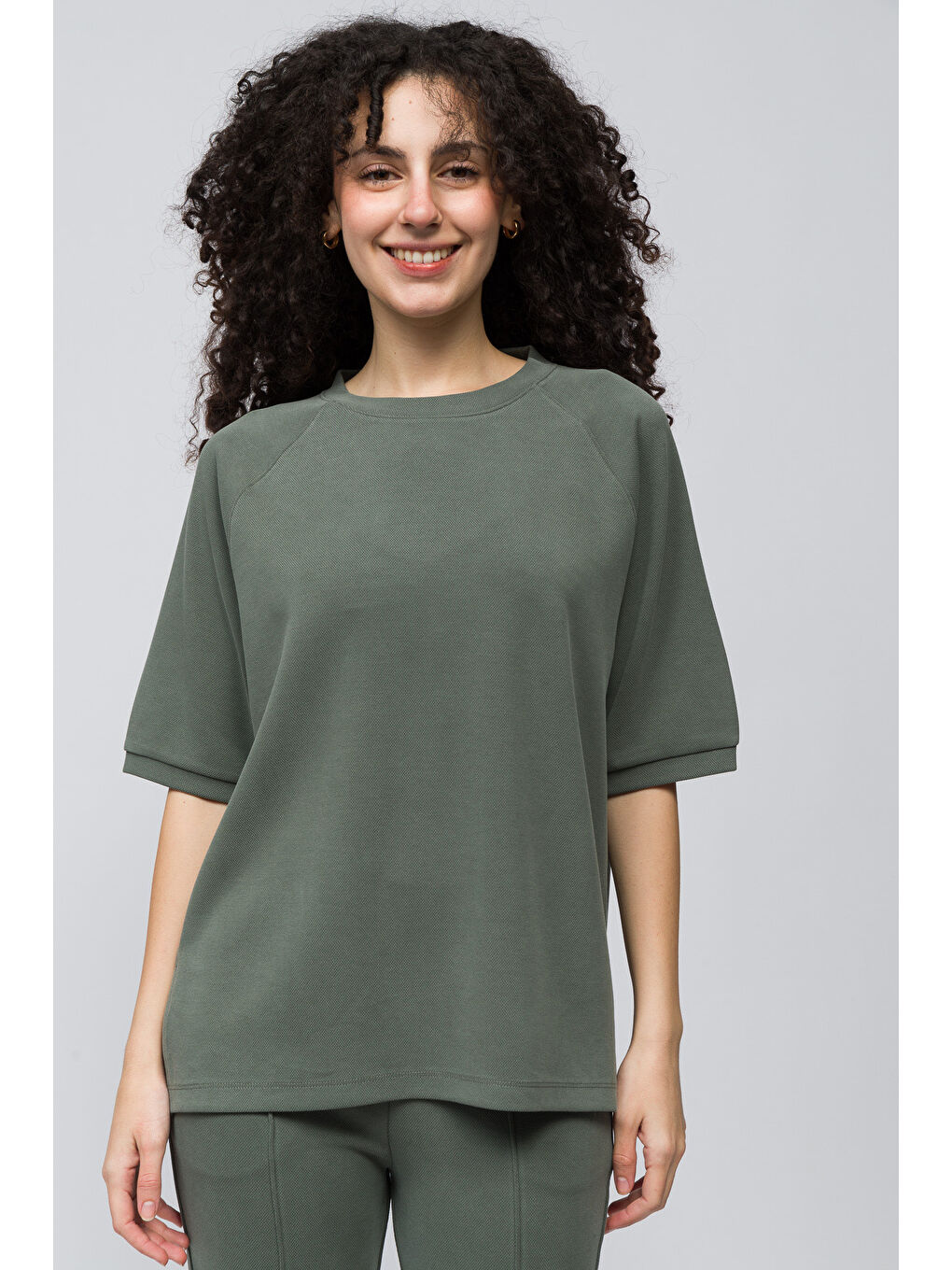 Dexia Huelva - Pike Modal Kumaş Kısa Kolu Tshirt - Haki Renk