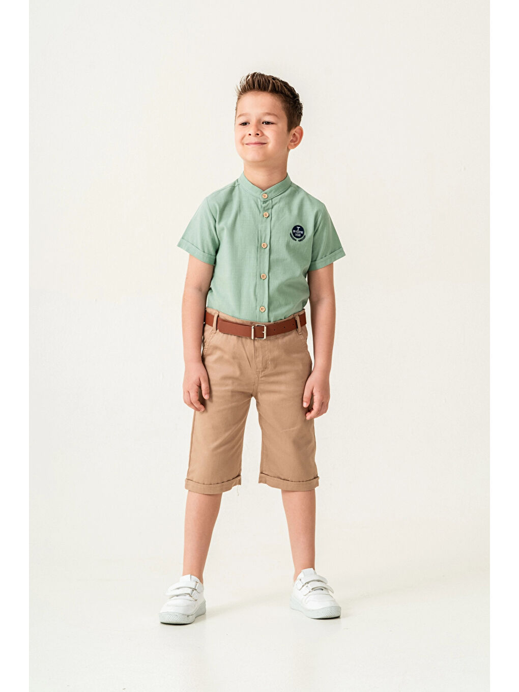 Yeşil Hakim Yaka Şortlu Erkek Çocuk Takım 2544