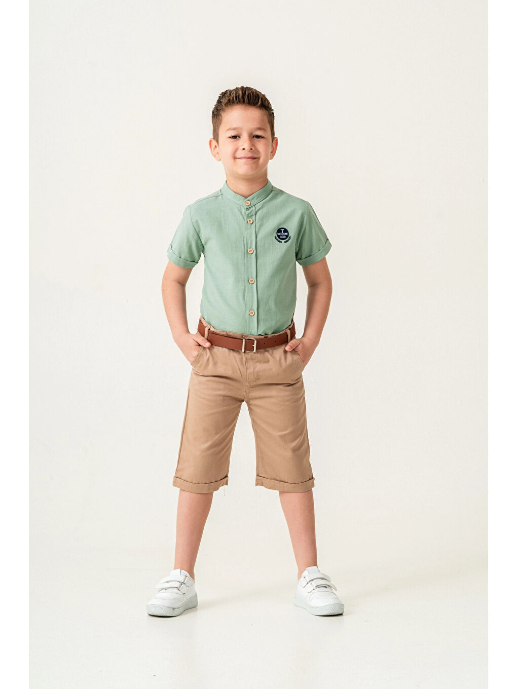 Yeşil Hakim Yaka Şortlu Erkek Çocuk Takım 2544-1