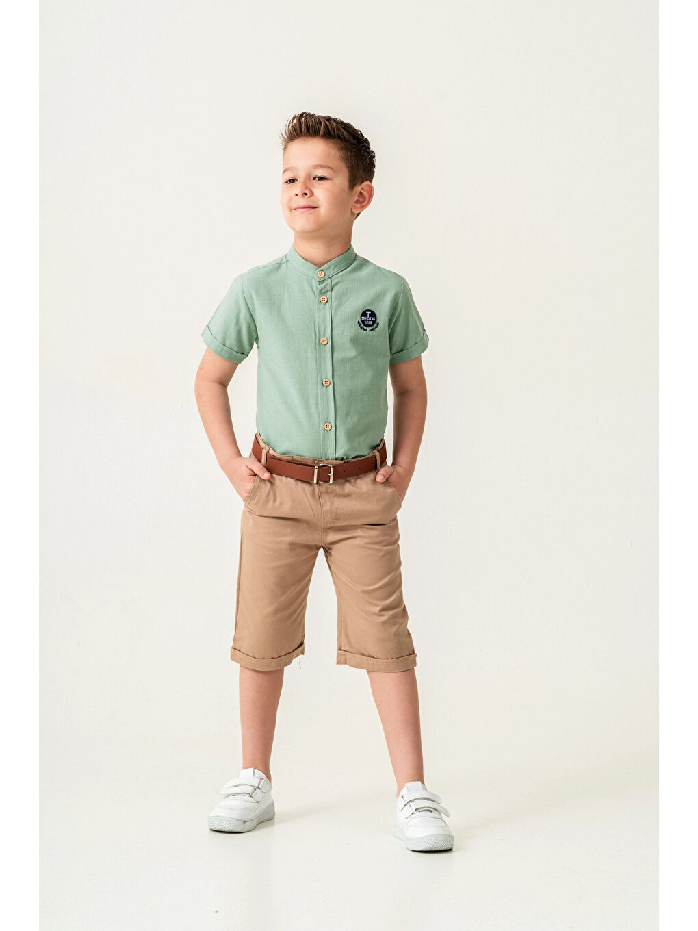 Yeşil Hakim Yaka Şortlu Erkek Çocuk Takım 2544-2