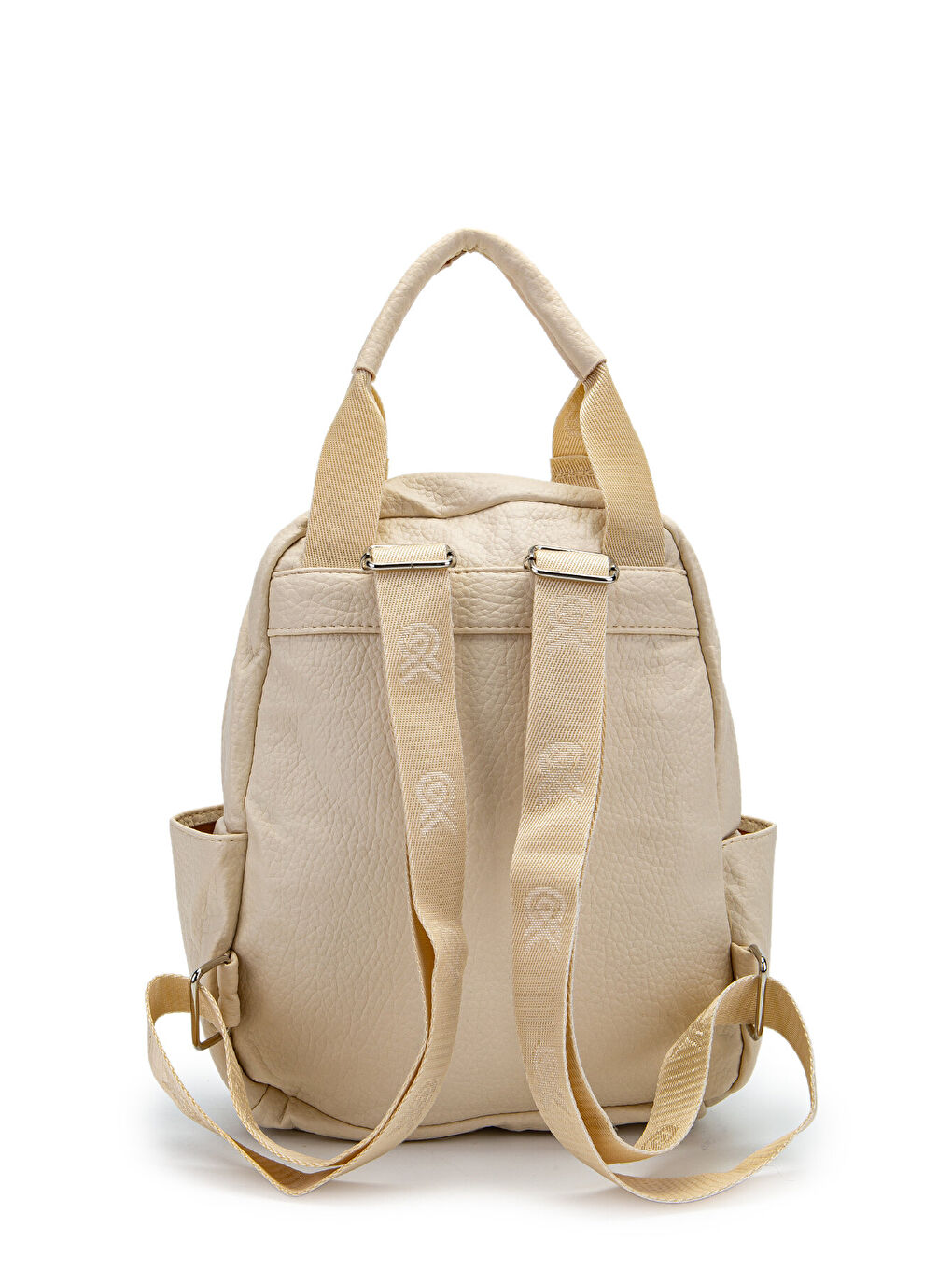 Ekru Çok Gözlü Suni Deri Bucky Sırt Çanta Krem-3