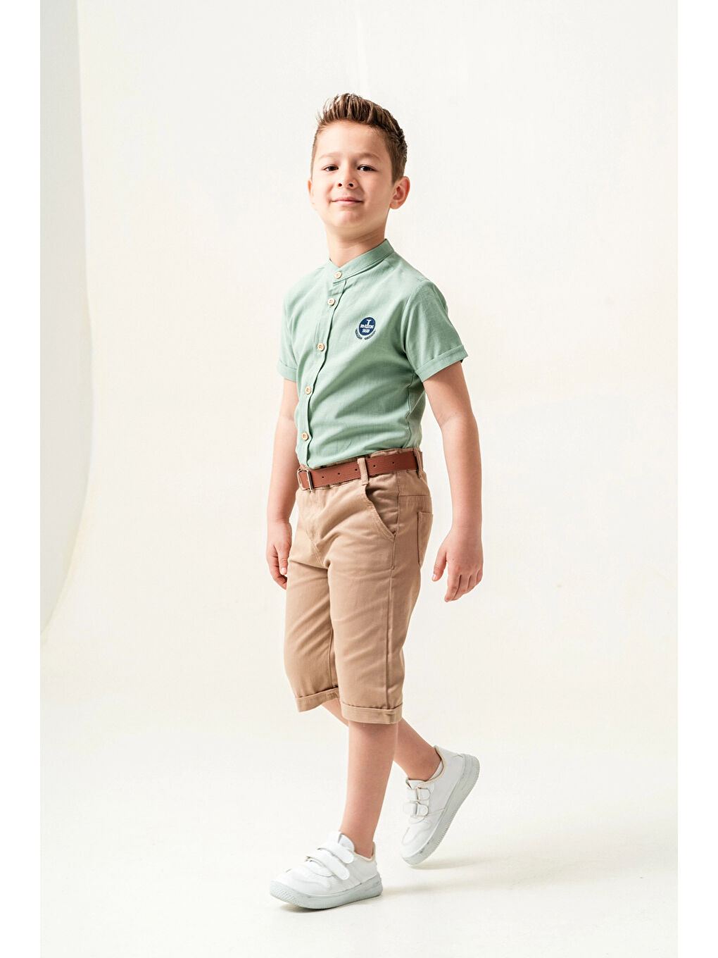Yeşil Hakim Yaka Şortlu Erkek Çocuk Takım 2544-3