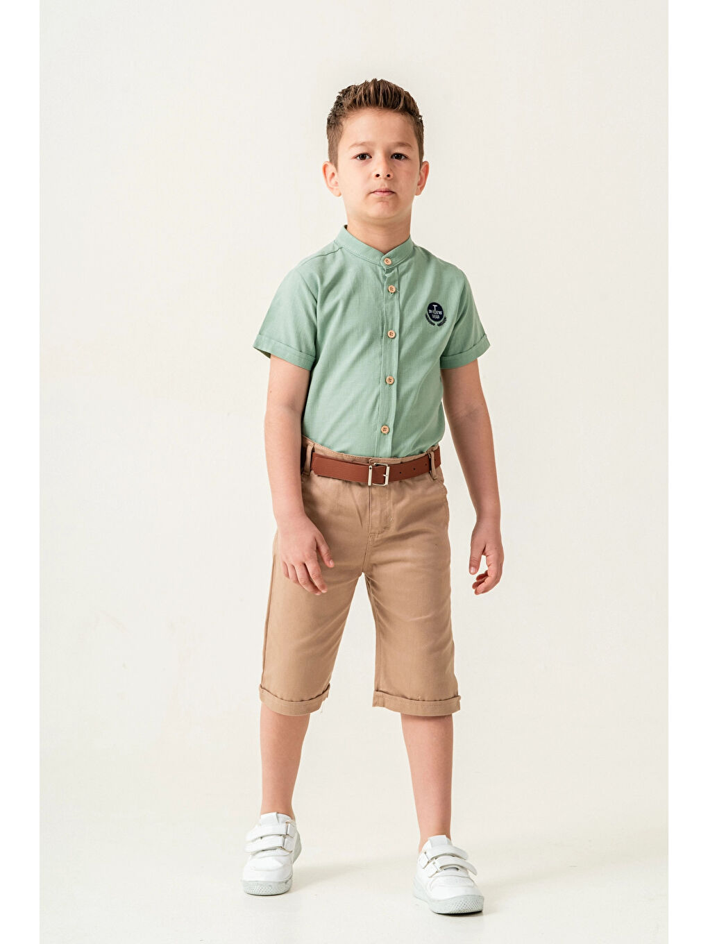Yeşil Hakim Yaka Şortlu Erkek Çocuk Takım 2544-4