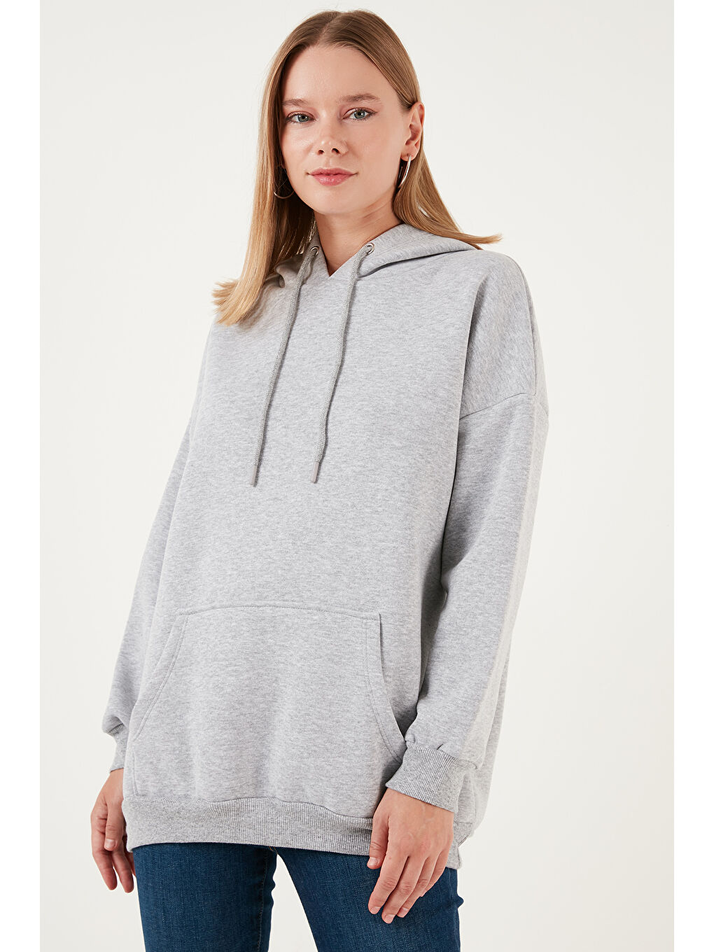 Gri Regular Fit Pamuklu Kapüşonlu Yaka Şardonlu Kışlık 2'li Paket Sweat 5863854S2-1