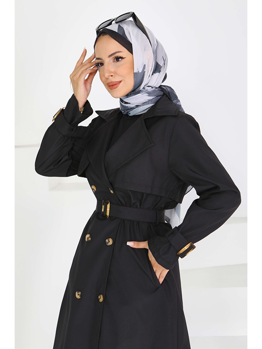 Kol Kemer Detaylı Düğmeli Miranda Treçkot Siyah - 27599-3