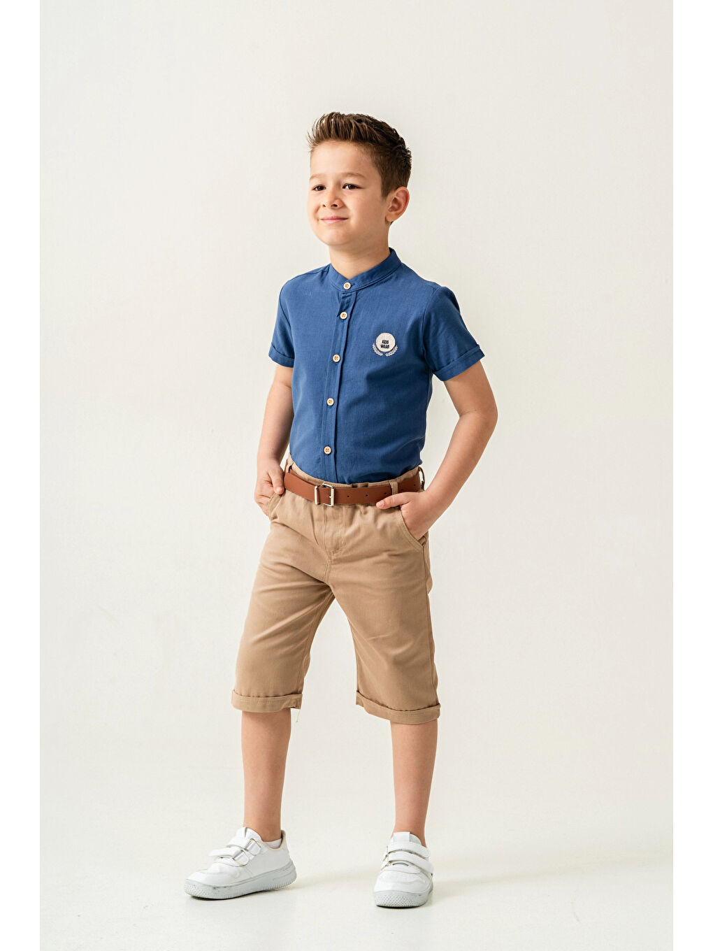 İndigo Hakim Yaka Şortlu Erkek Çocuk Takım 2544-1