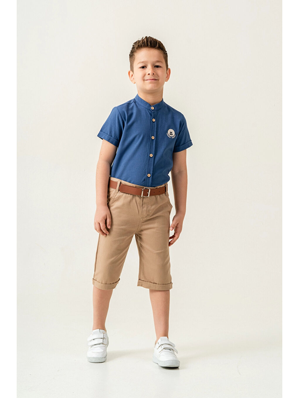İndigo Hakim Yaka Şortlu Erkek Çocuk Takım 2544-2
