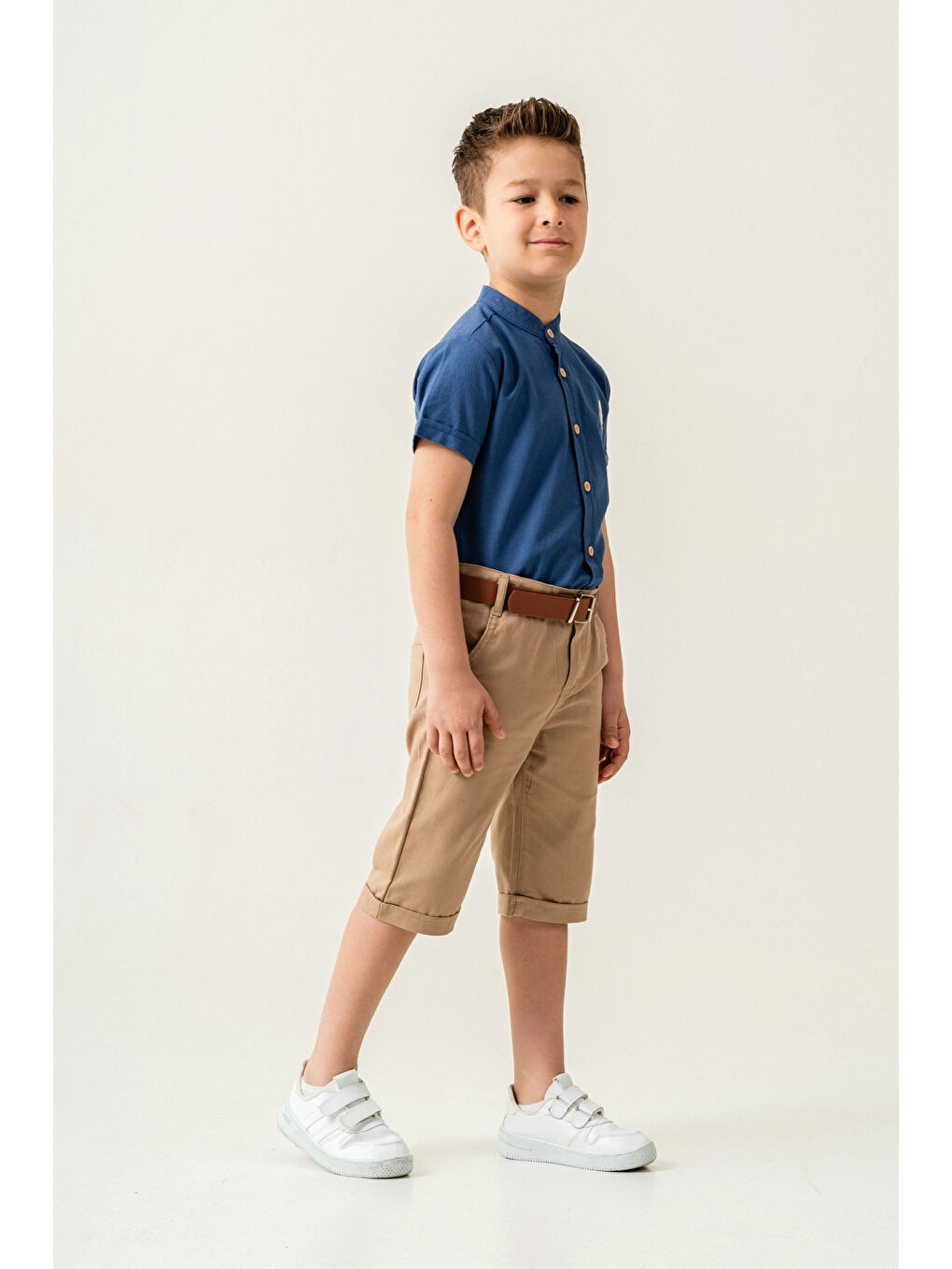 İndigo Hakim Yaka Şortlu Erkek Çocuk Takım 2544-3