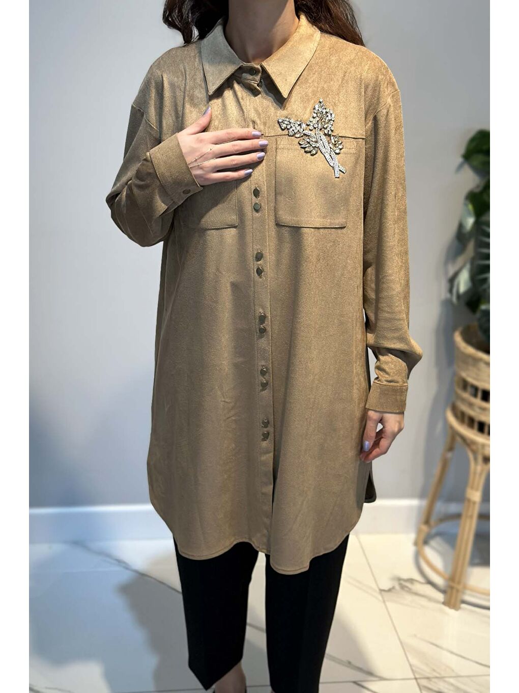 Kadın Süet Tunik 3300 Bej