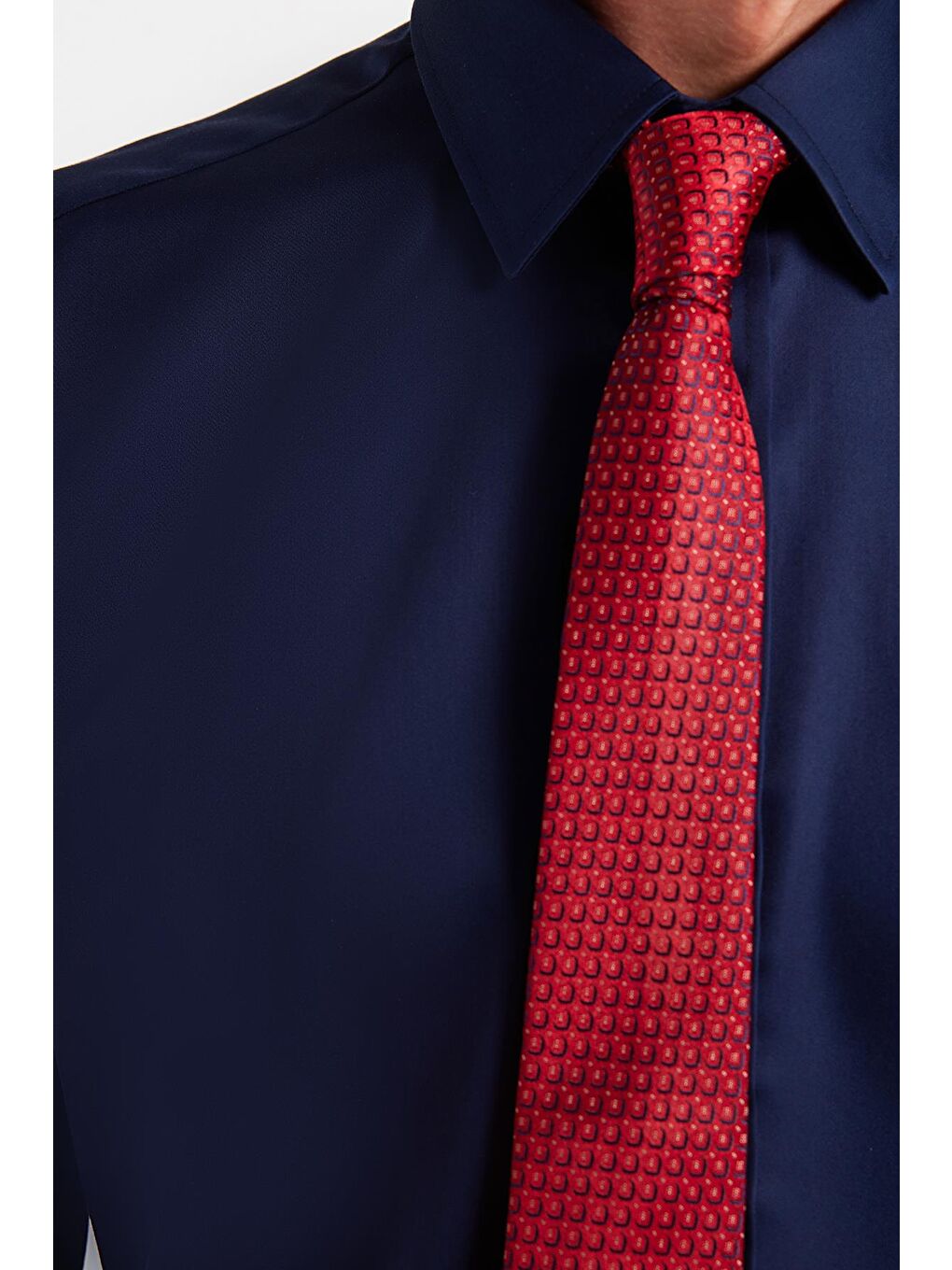 Slim Fit Lacivert Non-Iron %100 Pamuk Doğa Dostu Ekoteks Belgeli Ütü Gerektirmez Gömlek-2