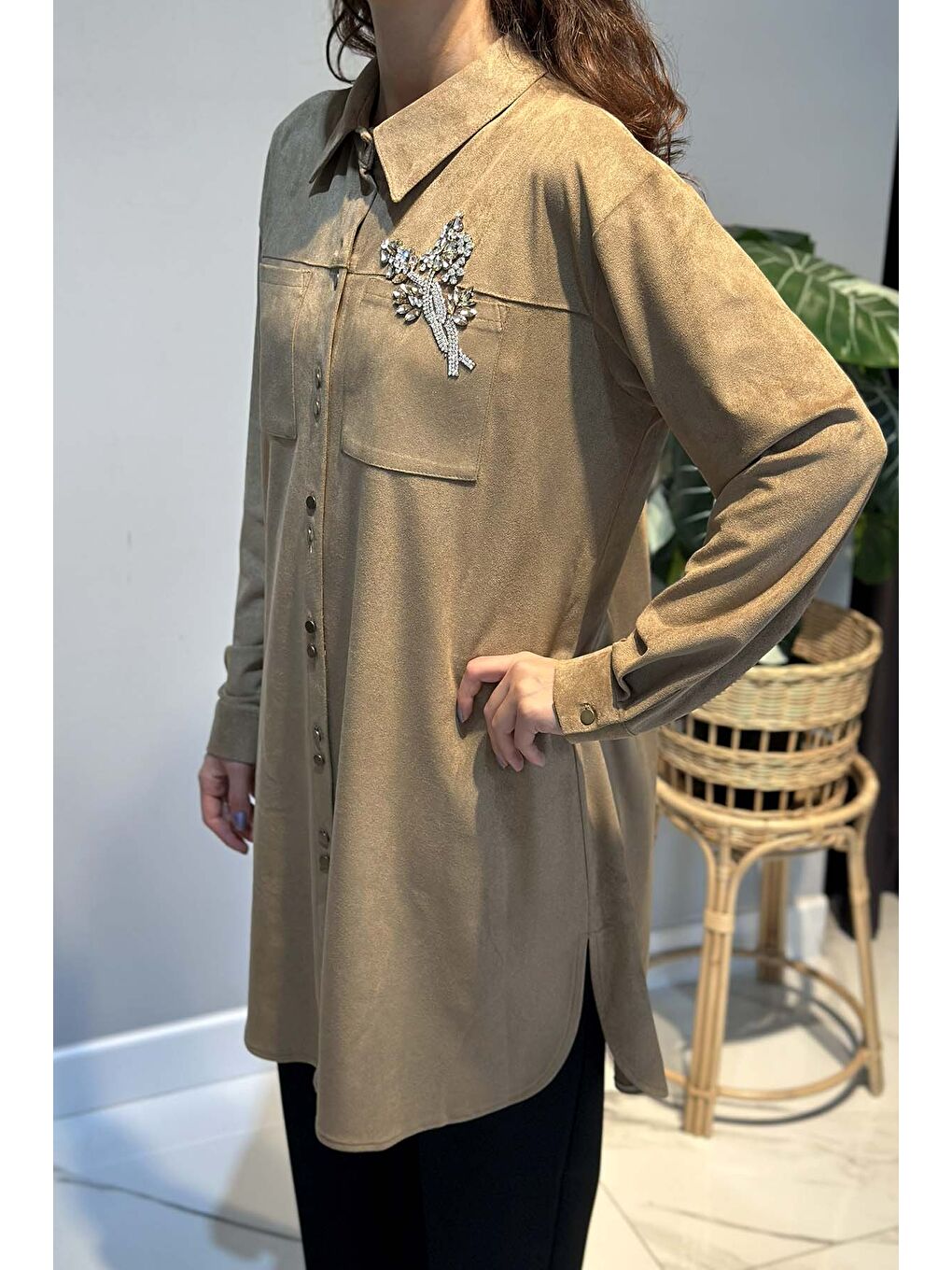 Kadın Süet Tunik 3300 Bej-1