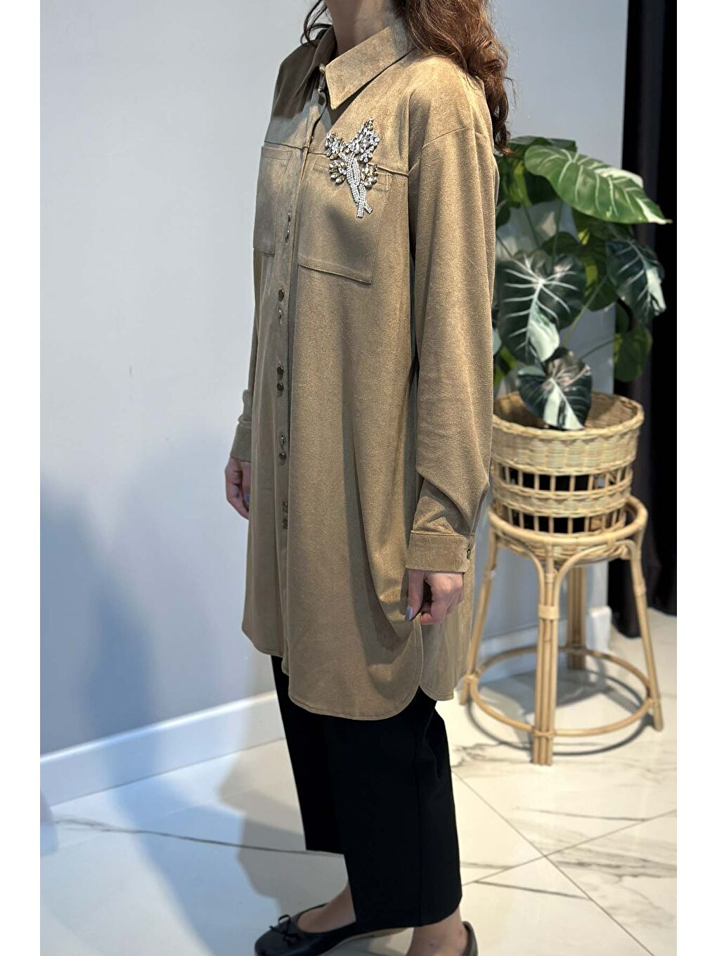 Kadın Süet Tunik 3300 Bej-2